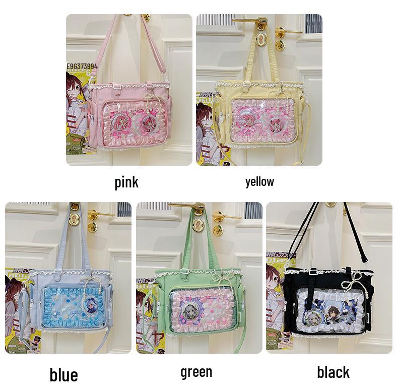 Kawaii Bowknot Itabag Tote - Sweet JK Girl Anime Transparent Badge Carrier