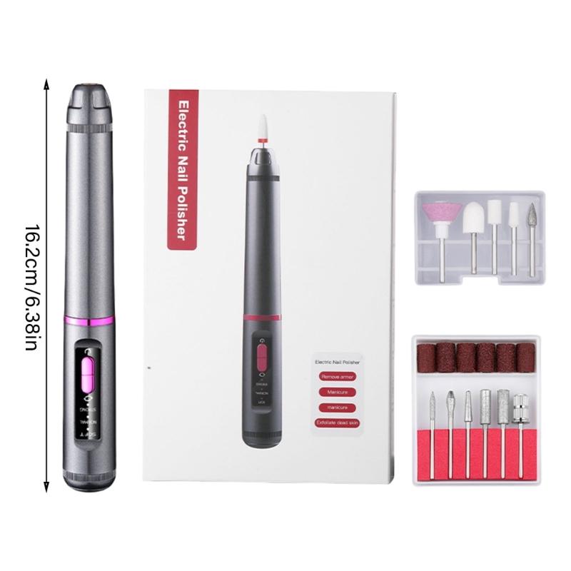Portable Electric Nail File Set For Acrylic And Gel Nails Manicure Pedicure Kit With Drill Bits USB Rechargeable Device