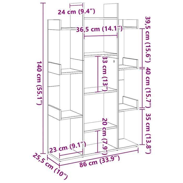 VidaXL Bookcase Old Wood 86x25.5x140 Cm Engineered Wood, Bookcase, Storage Cabinet, Shelf of 856692