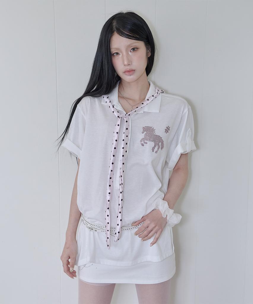 Sailpeulei Horse Summer Polo Shirt / White