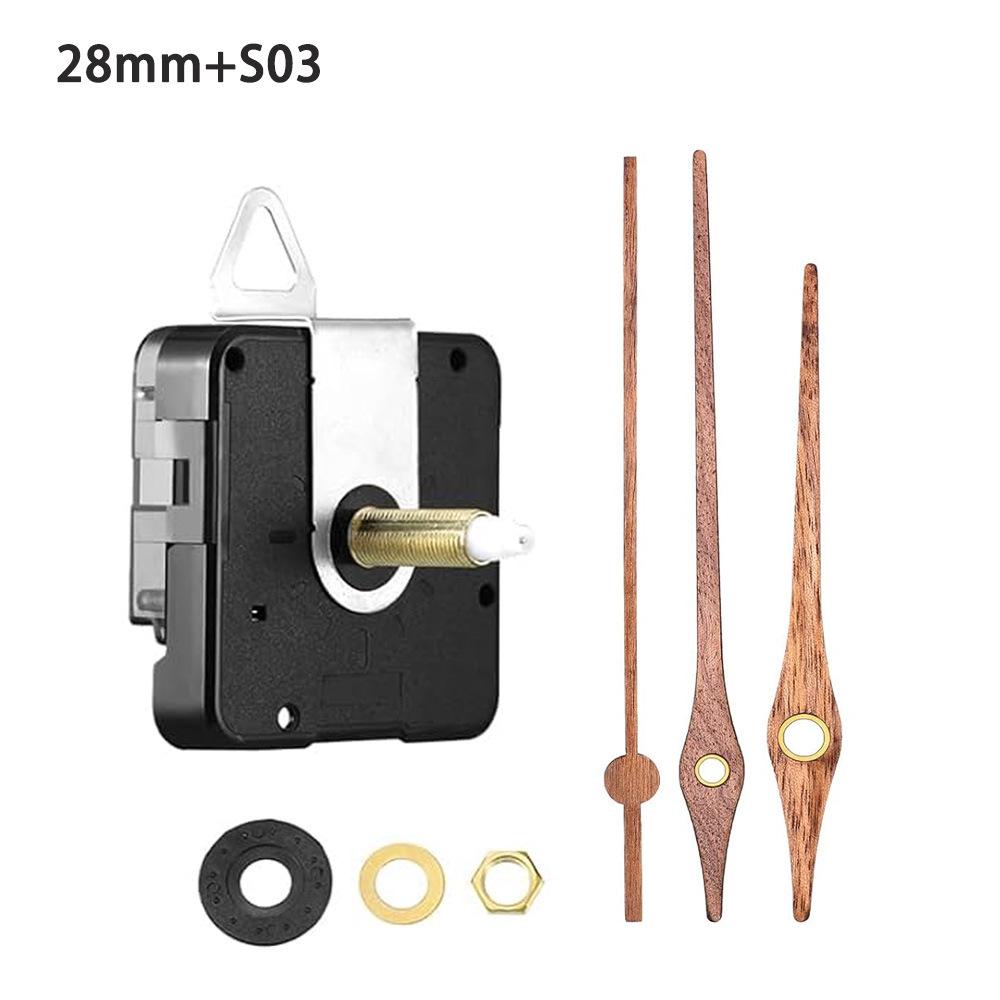 Silent DIY Cross-Border Long Shaft Clock Movement with Walnut Wood Hands - 4 Styles Available
