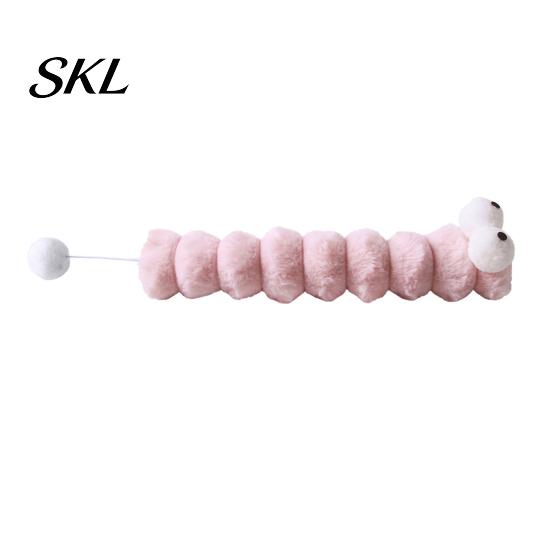 Cat Chew Toy Plush Caterpillar Toy, Stuffed Kitten Kicker with Tail Ball for Biting Kicking Shaking Fun Interactive Soft