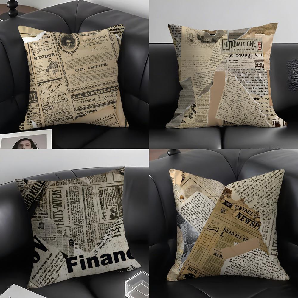Newspaper Luxury Cushion Cover Pillowcase Ultra Soft Skin Friendly Fabric Cloud Like Comfort Concealed Zipper