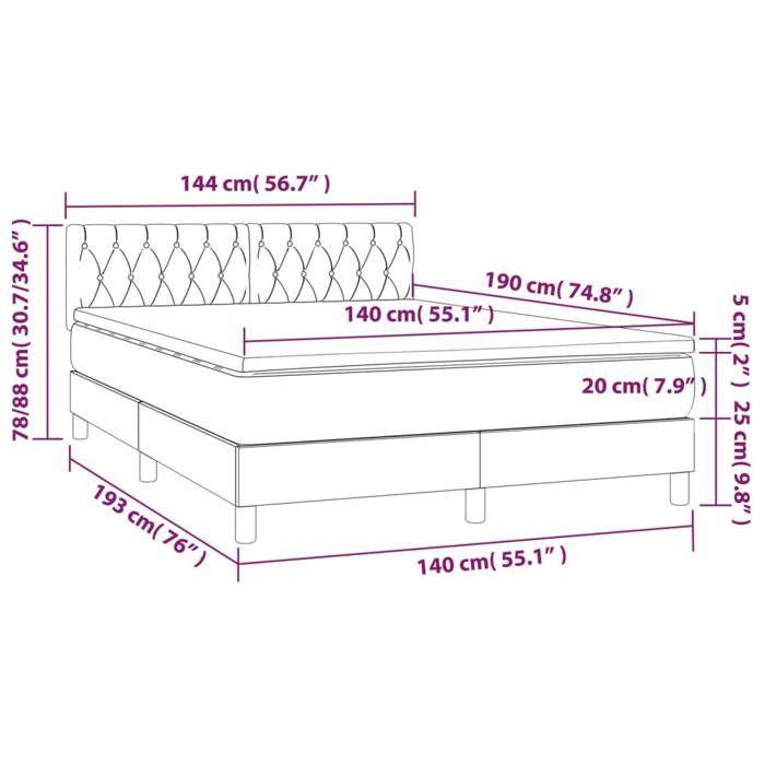VidaXL Sommier à Lattes de Lit avec Matelas et LED, Lit Rembourré, Lit Double, Lit Adulte de Chambre à Coucher Intérieur, 3134584