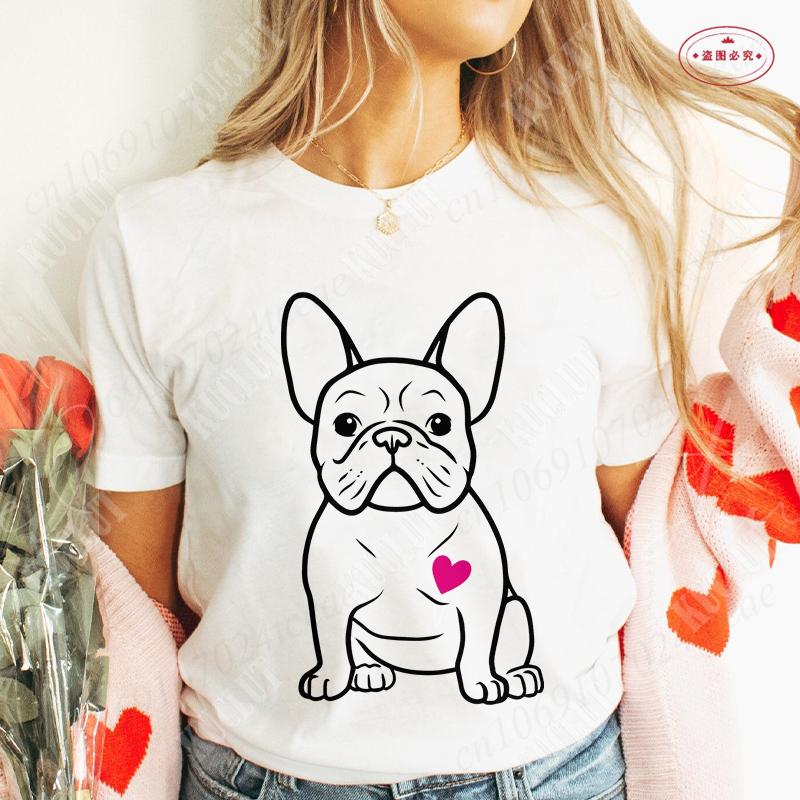 French Bulldog Unisex T Shirt Fashion Dog Graphic Tops Summer Short Sleeve Tees Harajuku Streetwear Aesthetic Female Clothing