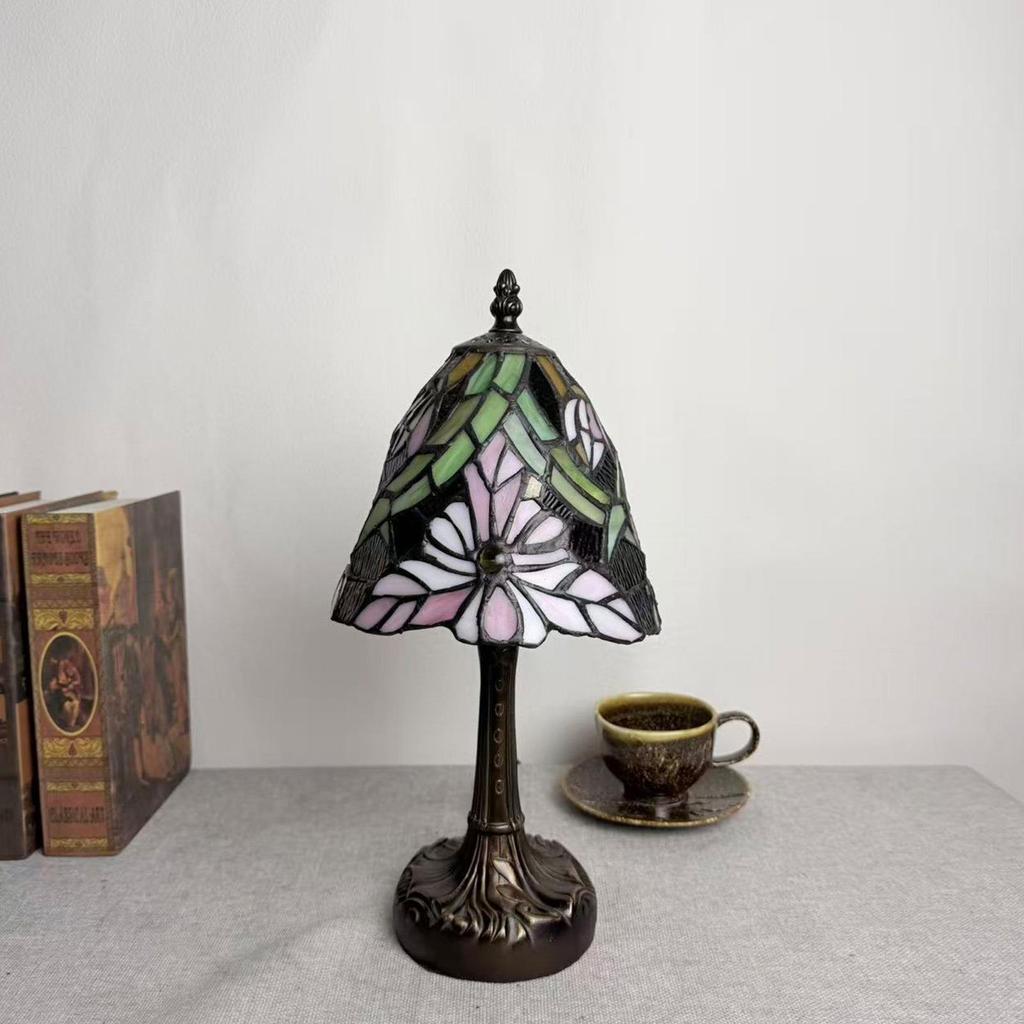 Huijing Tiffany Stained Glass Desk Lamp - Luxury Indoor Atmosphere & Bedside Reading Lamp
