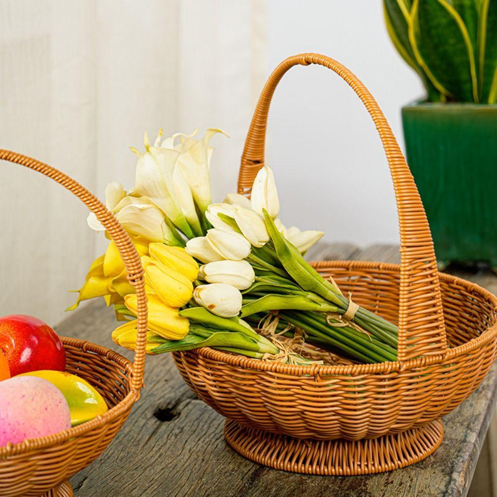 New Multifunctional Handwoven Bread Basket Breathable 5 Styles Fruit Tray Storage Basket Wedding Cabinet