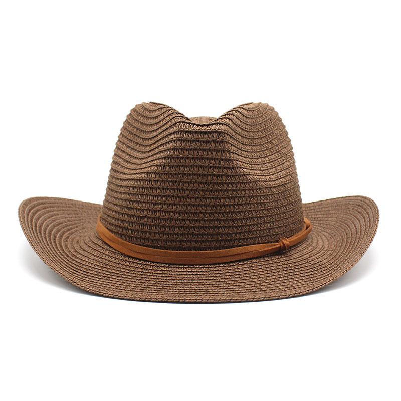 Summer Double Belt Jazz Straw Hat Men'S Shade Sunscreen Straw Hat Women'S Western Cowboy Trend Hat