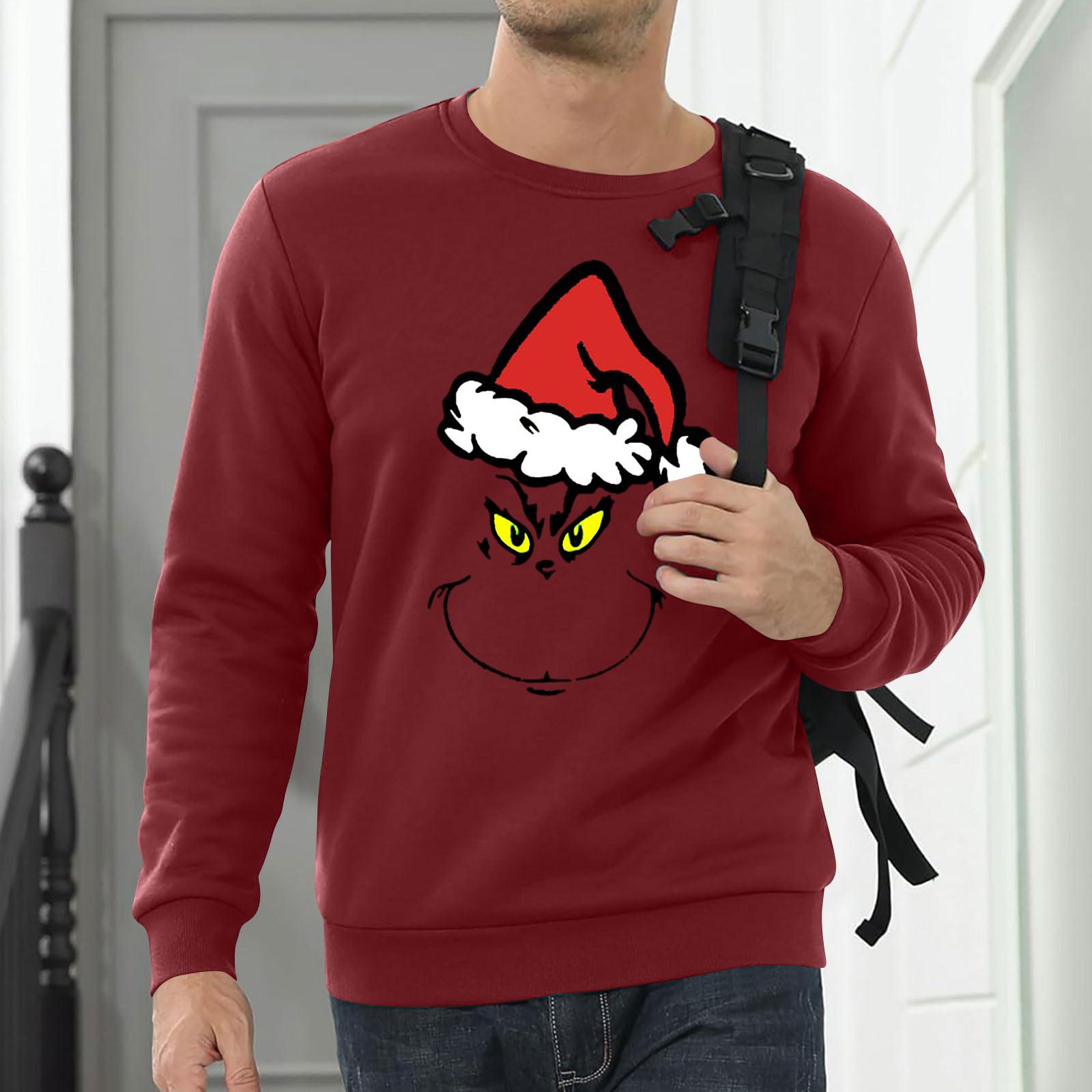 

Мужской свитшот Рождественская рубашка с длинным рукавом Смешной праздничный свитшот Рождественские топы S винный