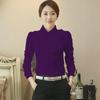 Spring Korean Style Doll Collar Ruffled White Chiffon Long Sleeve Slim Fit Women's Shirt