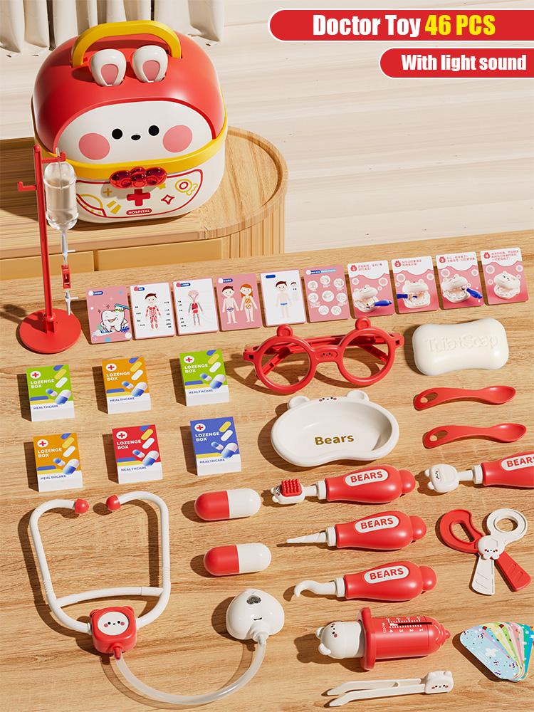 

Игрушки Доктора со Светом Набор для Игры в Больницу и Стоматолога Костюм для Ролевых Игр Доктора Детский Чемоданчик Развивающий Подарок для Ребенка 3 Лет
