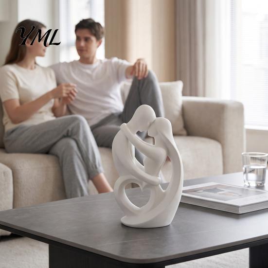 Unique Wedding Gift Ideas 3D Printed Abstract Couple Embrace Statue, Heart Hollow Love Figurine, Minimalist Romantic Soft Furnishing Displays