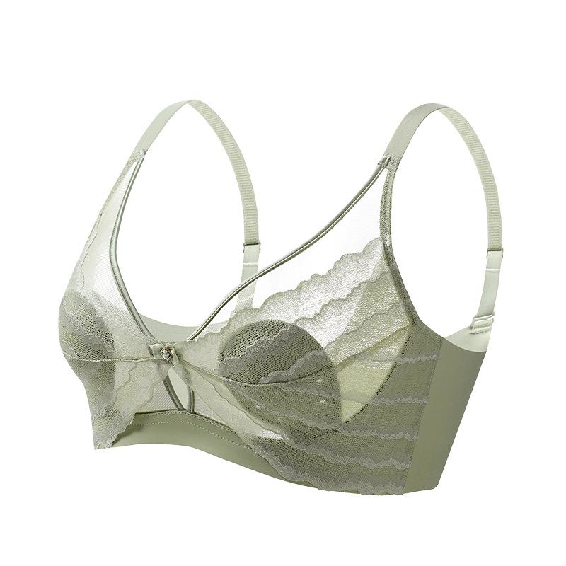 Breathable hole latex thin gathered rabbit ears no steel ring lace bra cover ultra-thin