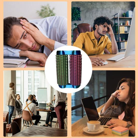 3D Printed Spiky Roller Fidget Toy Anxiety Stress Relief Kids Teens Adults Handheld Bumpy Rolling Massage Stick Portable Double-Rows Roller Sensory