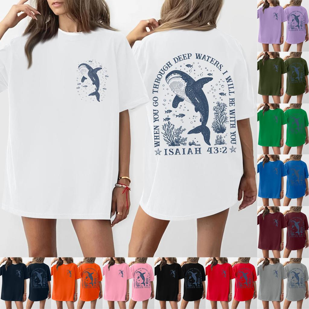 Women's Round Neck Printed Short-sleeved T-shirt Top