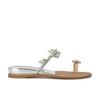 [] Sleepwalking in summer~ Flower diamond buckle slope heel set toe flat-bottomed slippers women's sandals wear summer