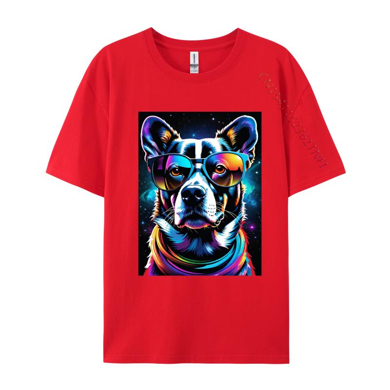 Dog Illustration Tshirt Men T Shirts Colorful Print Tees Big And Tall T Shirts All Cotton Tops Tees Tee Shirts