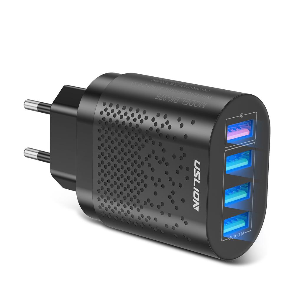 AB Fişi USB Şarj Cihazı 3A Hızlı Şarj 3.0 Cep Telefonu Şarj Cihazı iPhone 14 Samsung Xiaomi İçin 4 Port 48W Hızlı Duvar Şarj Cihazları