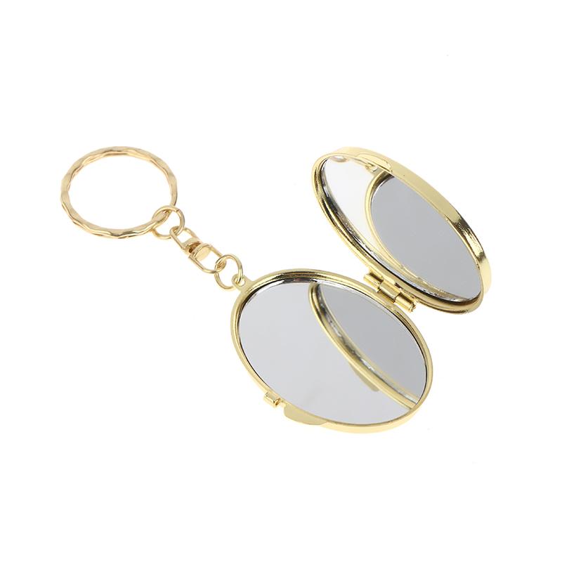 Mini Folding Mirror Keychain, Round Heart Oval Square Shape Double Sided Cosmetic Mirror, Metal Makeup Mirror