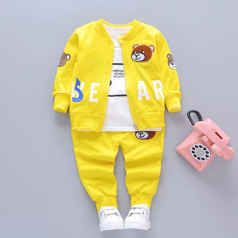 Kids' Korean Style Cartoon 3-Piece Set: Long Sleeve Sweatshirt, Jacket, and Pants for Boys - Perfect for Autumn and Spring.