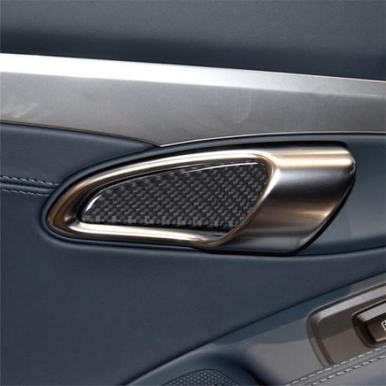 2Pcs Carbon Fiber Door Handle Bowl Cover Trim For Porsche 718 Boxster Cayman