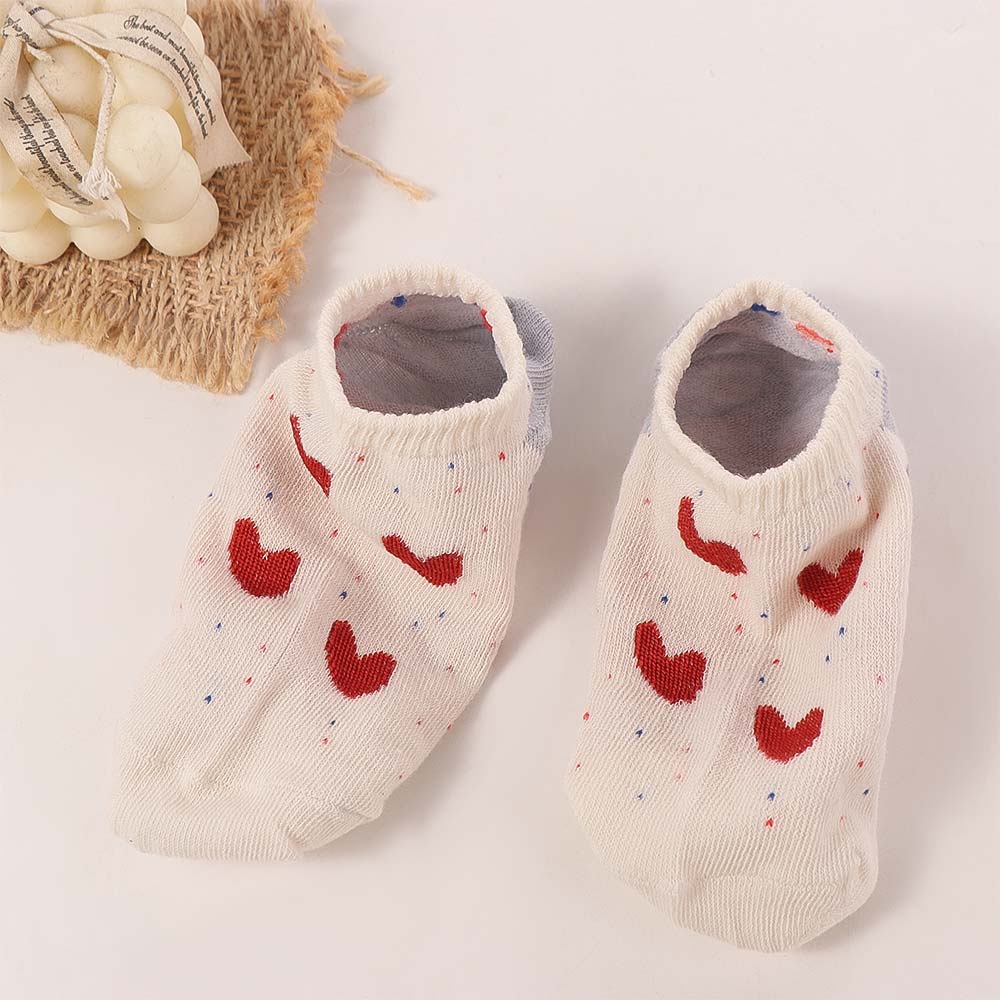 8Pairs Heart Cartoon Ankle Socks Dots Women's Boat Socks Fashion Love Short Tube Socks Girl