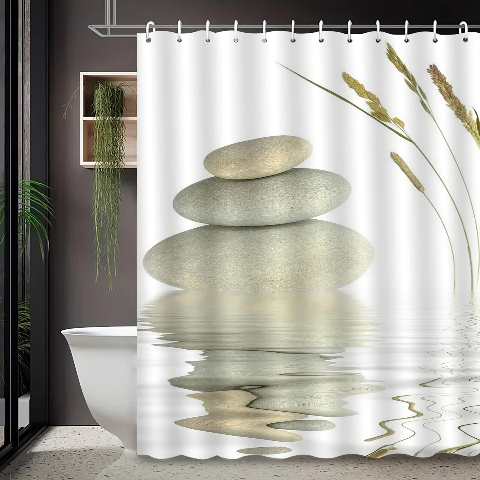 

1Pc New Chinese Style Zen Stone Landscape Shower Curtain, High-End Elegant Bathroom Curtain, Decorative Pattern For The Bathroom W60H190(CM)-1 Pcs