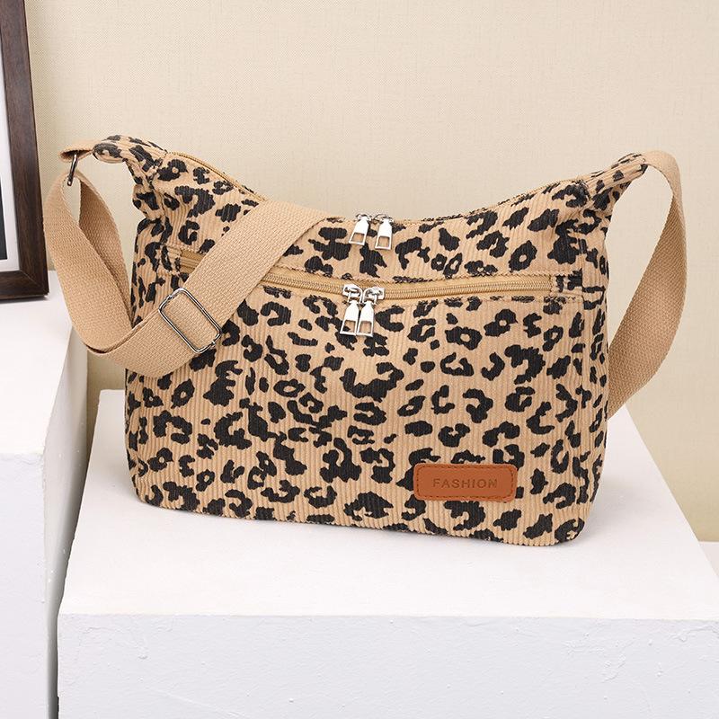

Corduroy underarm bag women s retro fashion leopard print shoulder bag large capacity commuter shoulder bag niche messenger bag хаки