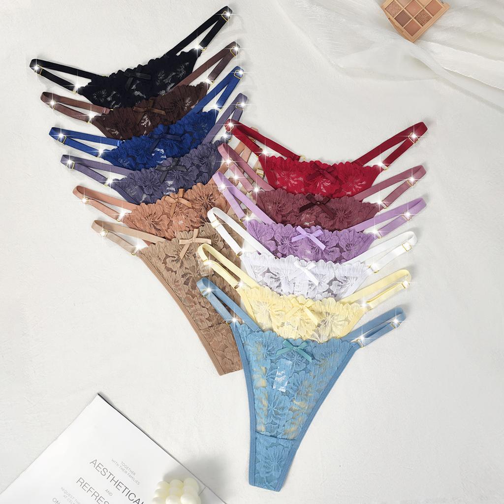 12pcs/Set Low Rise Sexy Women's G-string Breathable Comfortable Female Lingerie Elegant Lady Thongs Underwear Panties