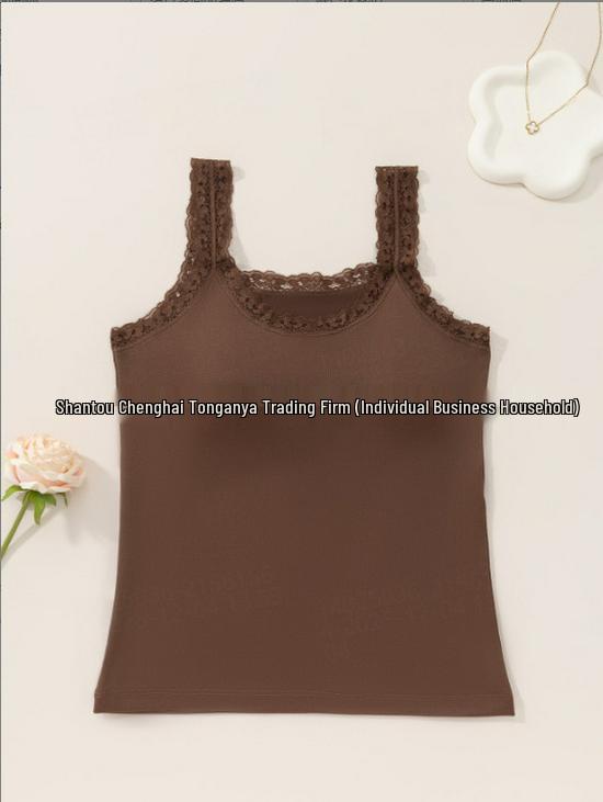 

European & American Women s Slim Camisole with Chest Pads - Versatile Inner & Outer Wear Top Small