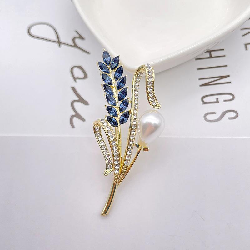 Broche Épi de Blé en Cristal, Broche Haut de Gamme pour Femme, Tempérament Luxueux, Mode et Élégante, Ornements, Centaines d'Accessoires