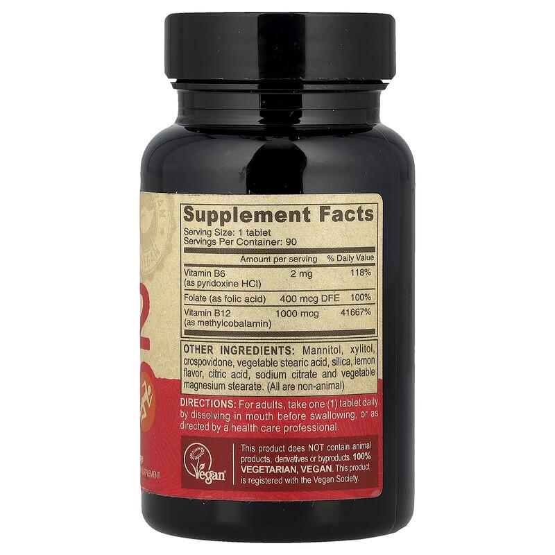 Vegan B12 with Folic Acid & B6, Fast-Dissolve, 90 Tablets