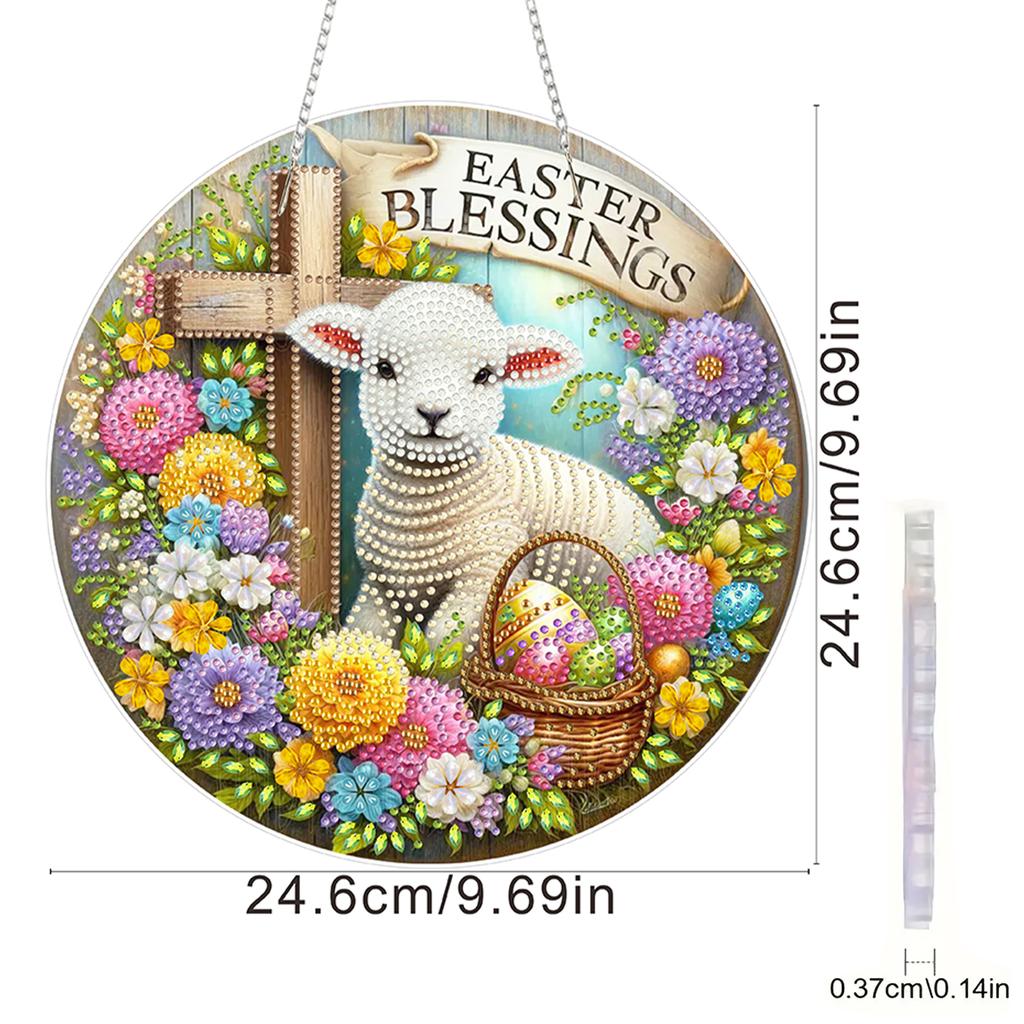 פסח DIY אקרילי שטוח דו-ממדי תלוי ערכות אמנות יהלומים ציור יהלומים תליון אבני חן לקישוט קיר בית גן