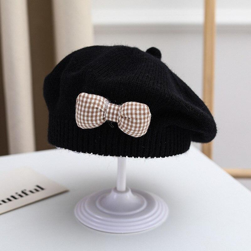 Księżniczka dziewczynka czapka z kokardką z dzianiny dla dzieci berety dla dziewczynek moda wiosna zima czapka dziecięca akcesoria dla dzieci 1-4Y