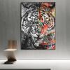Abstract Tiger Words Graffiti Art Canvas Paintings On the Wall Art Posters and Prints Black and Color Animals Picture Wall Decor