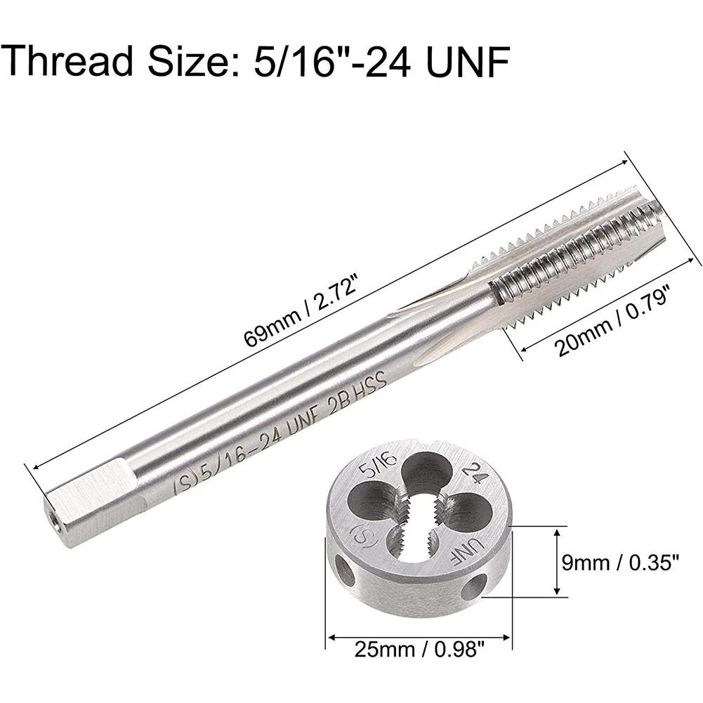 5/16 -24TPI Tap Die Set HSS Right Hand Thread Round