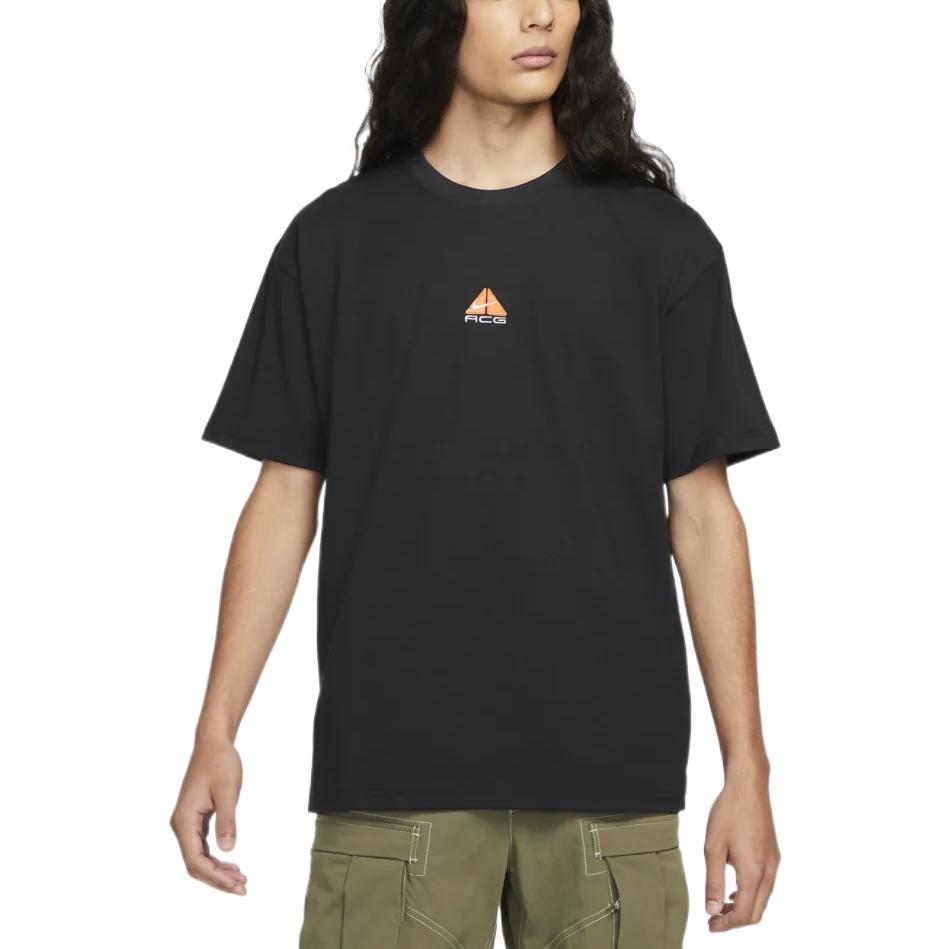 Nike חולצת טי קצרה שרוול קצר צווארון עגול צבע אחיד עם הדפסת לוגו גברים עליוניות שחור DQ1816-010