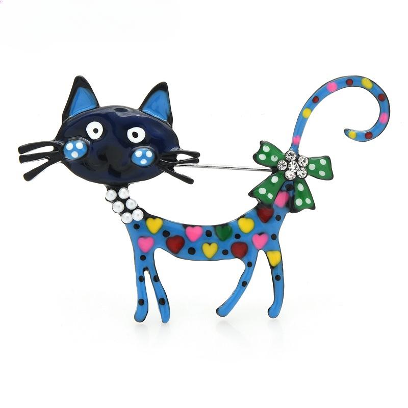 Lovely Cat Brooches 2-color Enamel Pet Animal Party Casual Brooch Pins For Women Men Gifts