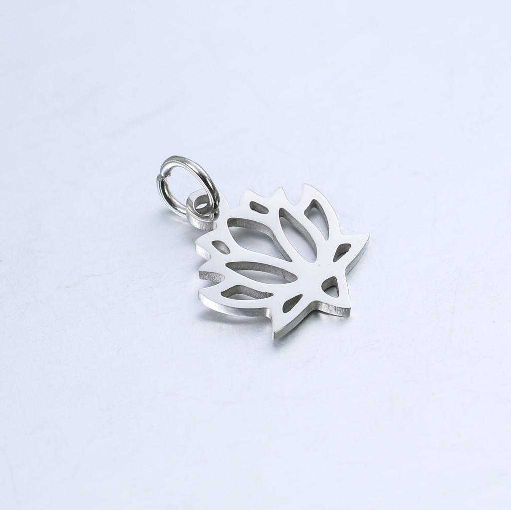 DOOYIO 5pcs/Lot Stainless Steel Hollow-out Lotus Pendant Female DIY Necklace Bracelet Handmade Charm Accessories