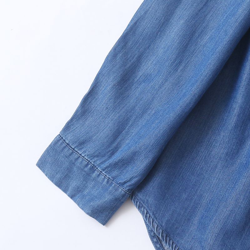 Lyocell Denim Shirt Autumn New Women's Clothes Minimalist Casual Lapel Single Breasted Slimming Long Sleeves Shirt 32318