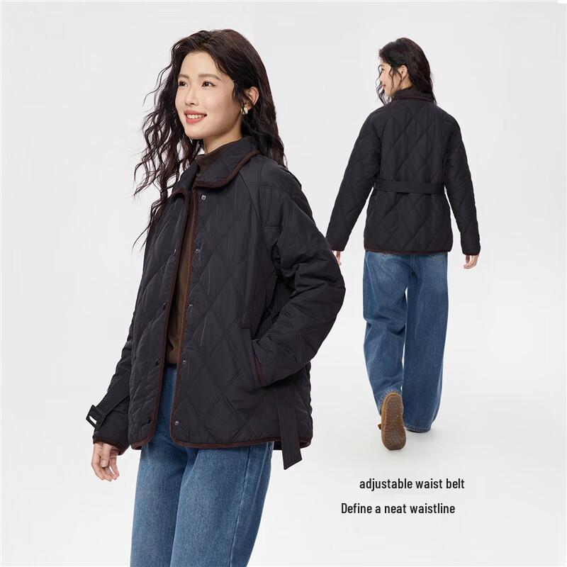 Giordano Women's Quilted Raglan Padded Jacket with Belt