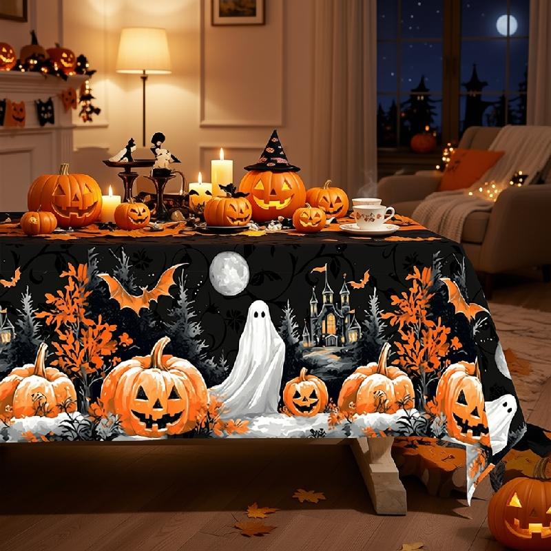 Tovaglia Vespri Halloween, tovaglia con motivo di zucca spettrale e fantasma, decorazione per la celebrazione di ottobrezyc