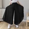 Sommer weite Hosen für Damen lässig elastisch hohe Taille locker lang gefaltete Hose Hosen Femme