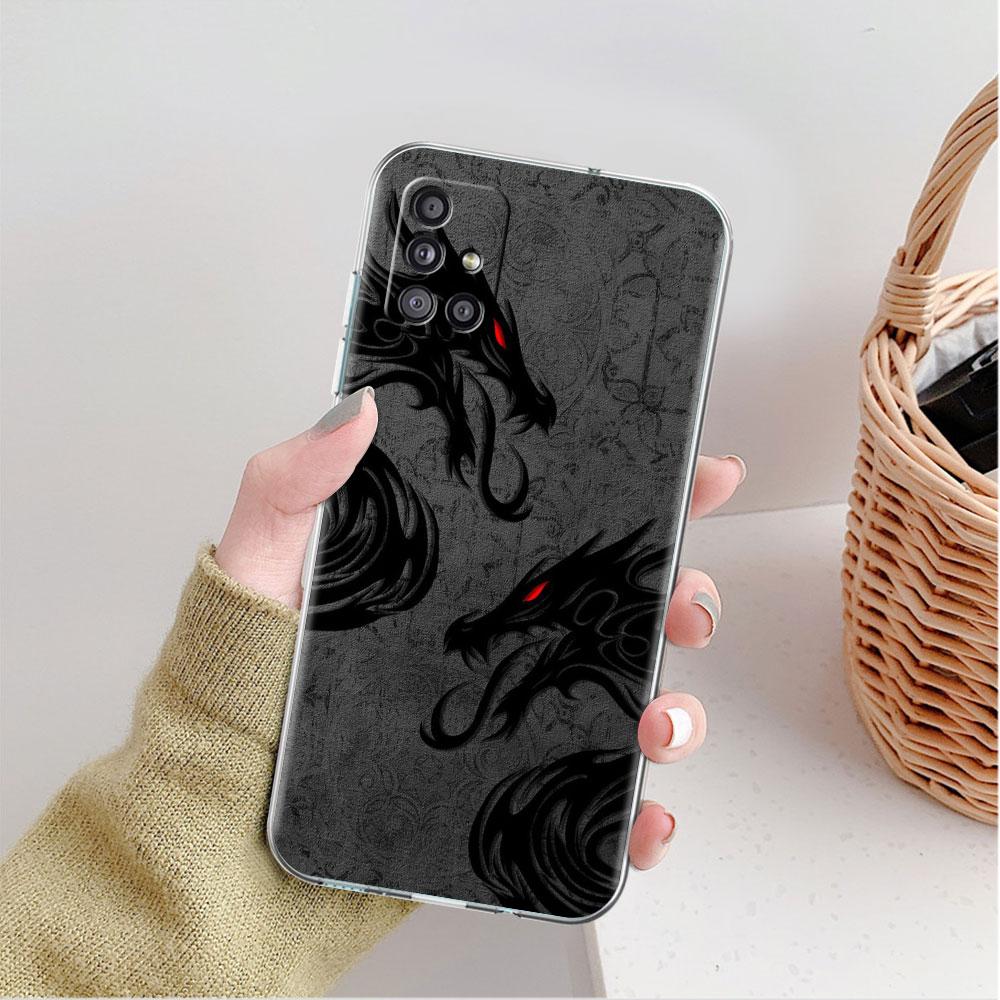 Klare Hülle für Samsung Galaxy A52 A12 A51 A32 A21s A71 A32 A22 50 A70 A31 A72 5G Handyhülle Mode Chinesischer Vintage Drache