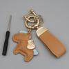 Instant Wealth Leather Keychain with Cartoon Pony Pendant for Couples – Trendy Bag and Car Accessory