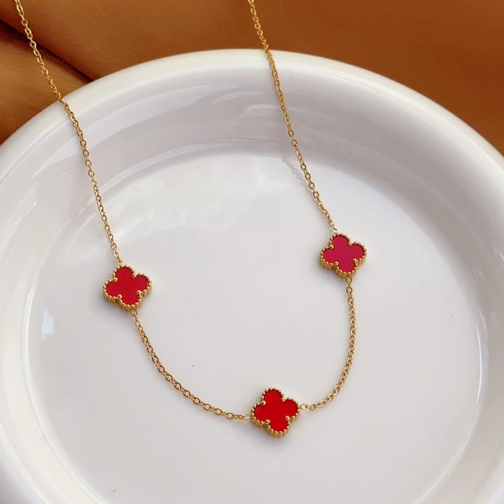 Four-Leaf Clover Necklace Female Titanium Steel Does Not Fade Temperament Collarbone Chain Net Red New 18k High-Grade Bracelet