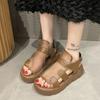 Sandali da Donna Scarpe Estive Scarpe con Zeppa Bassa Leggere Sandali Stile Romano Scarpe da Spiaggia Sandali a Bocca di Pesce