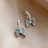 Elegant Blue Zircon Bow Pearl Stud Earrings – High-End, Versatile Fashion for Women