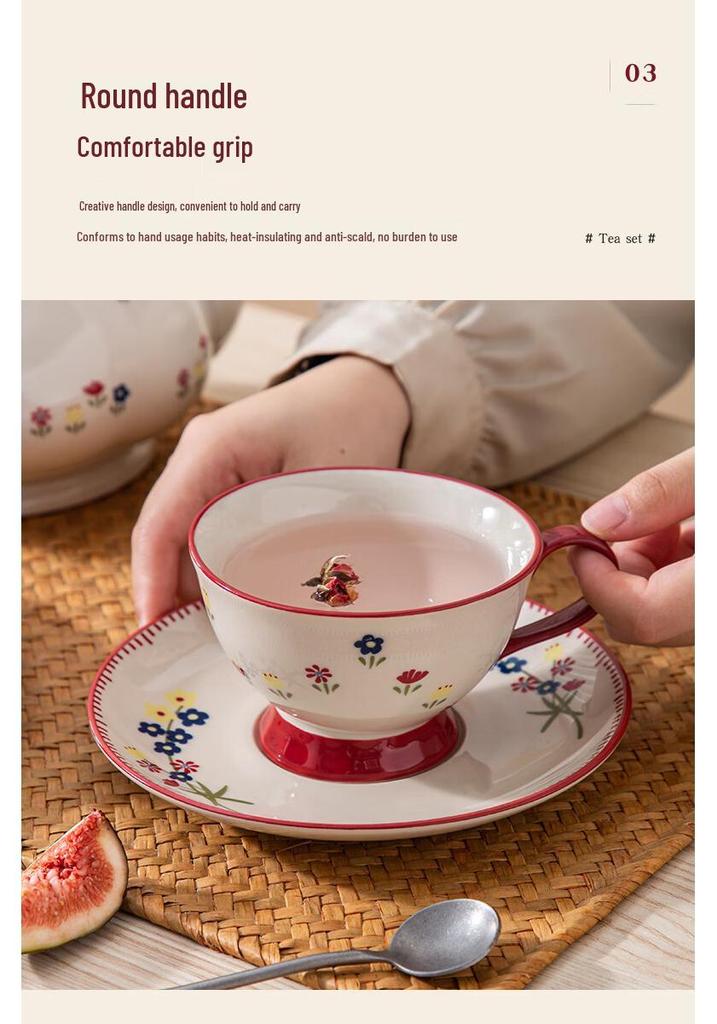 Shunxiang Vintage Teaware Set: Retro Cups & Saucers, Teapot, Perfect for Afternoon Tea & Coffee, In a Gift Box