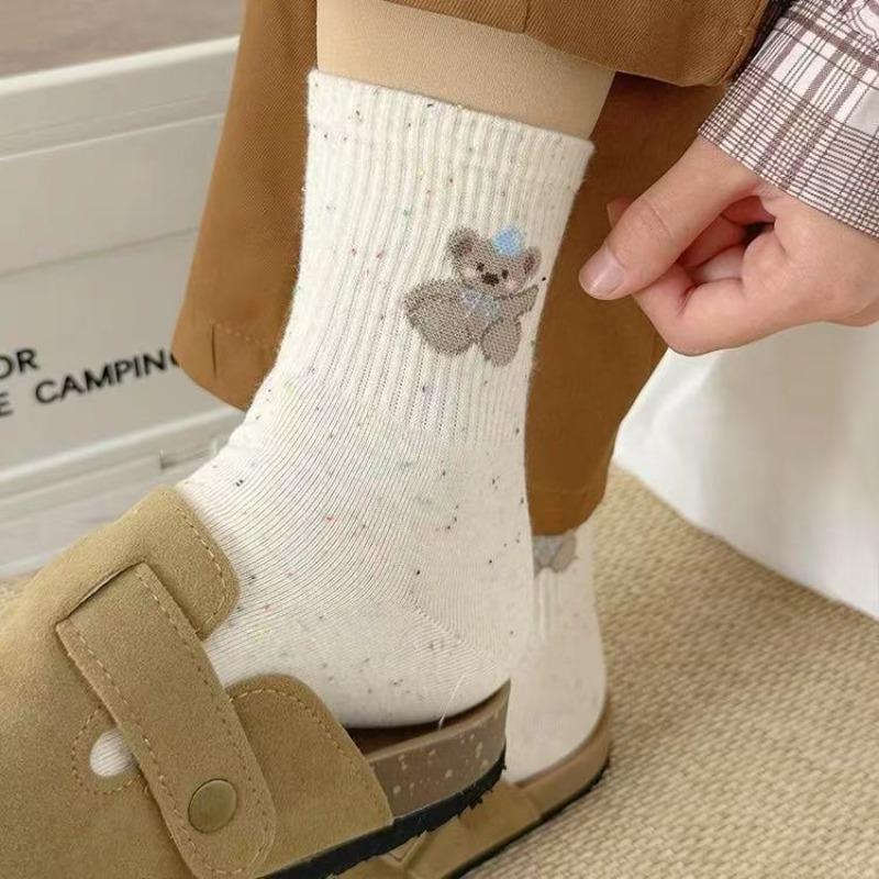 Socks for Girls, Spring and Autumn Animals, Cartoon Women, Mid-calf Socks, Sports Socks, White Socks, Cute Ladies